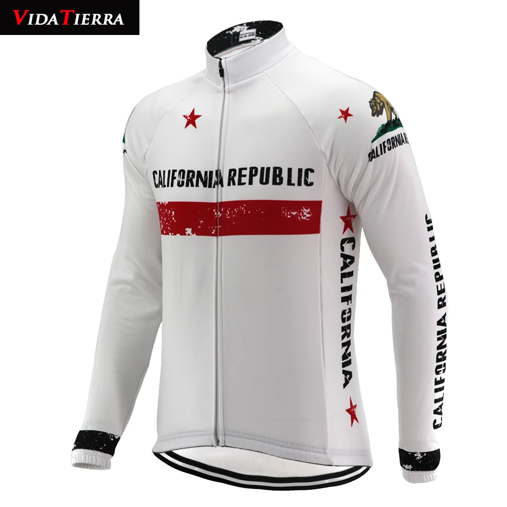 2019 VIDATIERRA men cycling jersey california republic flag team bike wear 2 styles classic winter fleece summer no cool | Спорт и