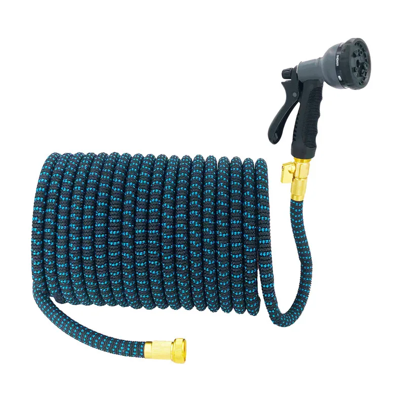 Blue hose set Высококачественный садовый поливочный шланг, волшебный выдвижной резиновый шланг, легкий переносной шланг для мытья автомобиля, распылитель для полива сада - Цвет: Blue hose set