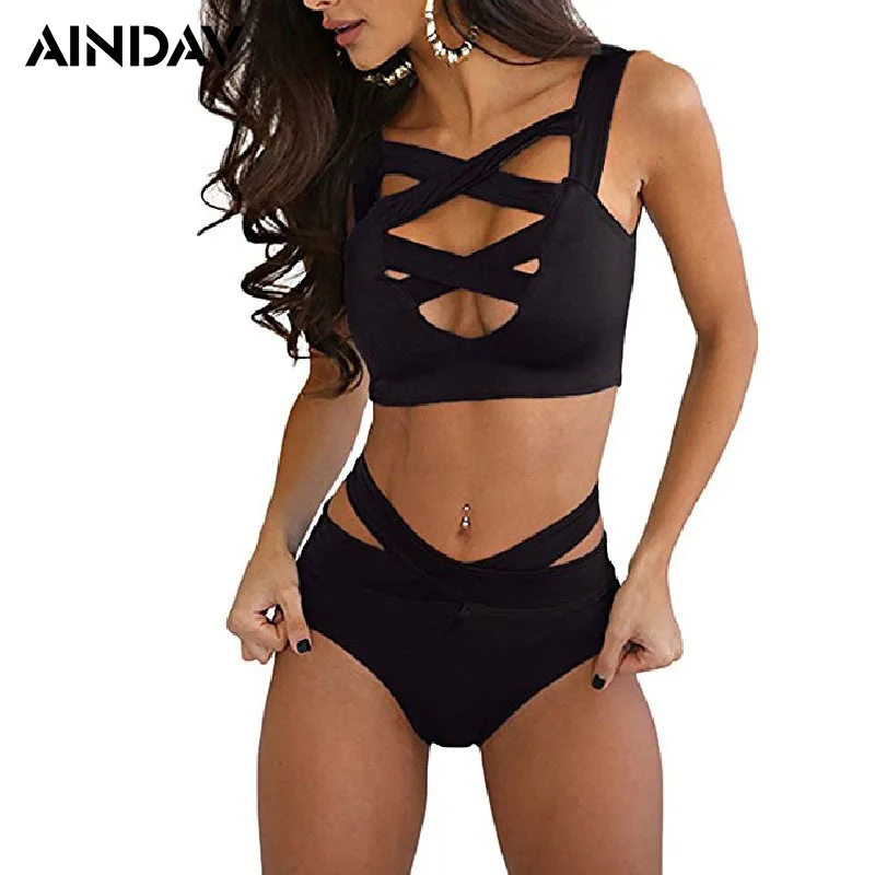 

Sexy Criss Cross High Waist Bandage 2PCS Bikini Set Push Up Swimwear Women Swimsuit Beach Wear Bathing Suits Brazilian Biquini