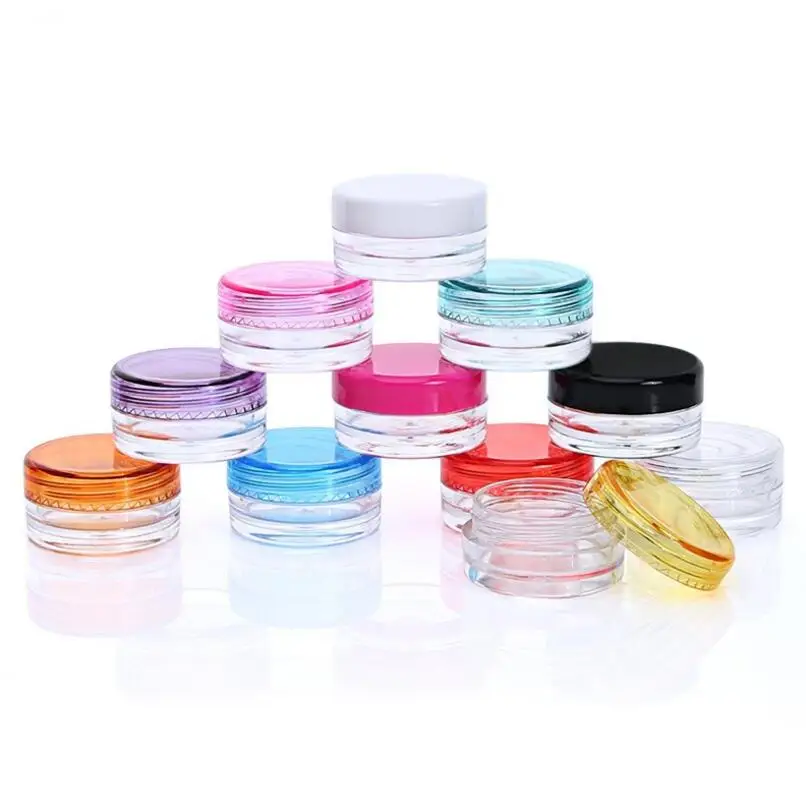 

3ml / 5ml Small Round Bottle Jars, Mini Empty Plastic Nail Art Storage Cosmetic Packaging Containers LX1279