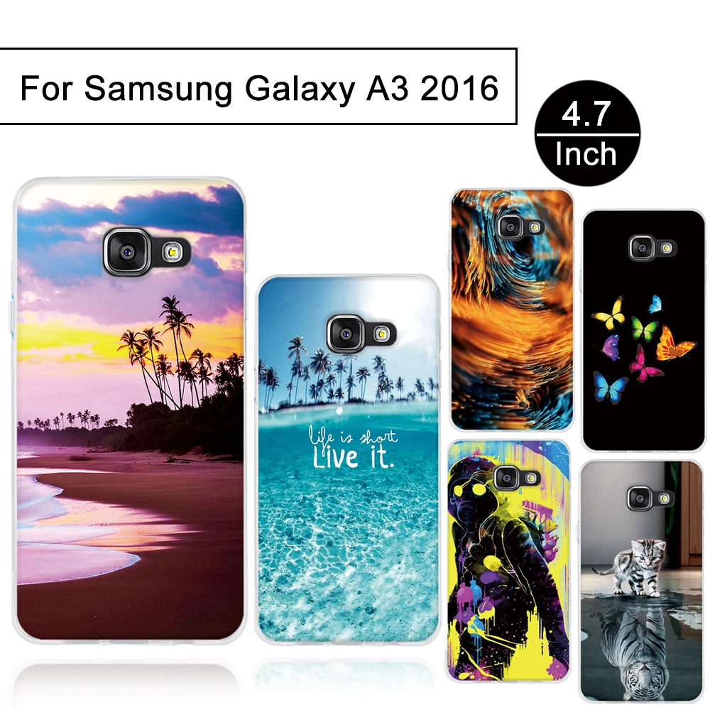 Окрашенный ТПУ силиконовый чехол для Samsung Galaxy A3 2016 A310 мягкая задняя крышка