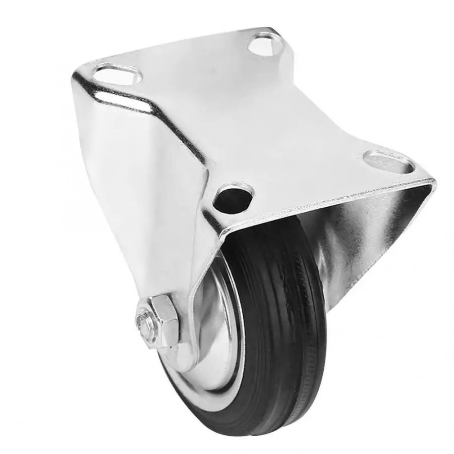 4 шт. 3 дюймов фиксированный металлический верхней пластины резиновые колеса для