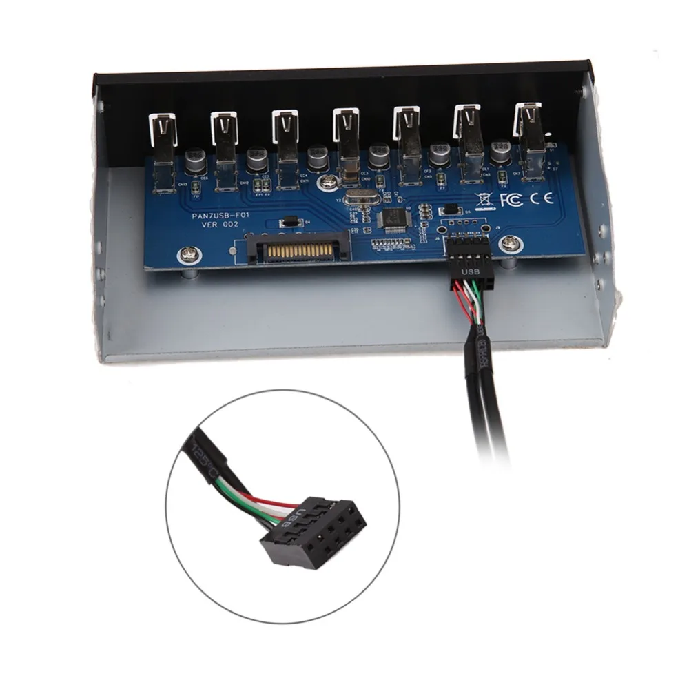 7 портов s USB 2 0 Hub порт кабельный концентратор для 5 25 дюйма CD ROM Drive Bay Передняя