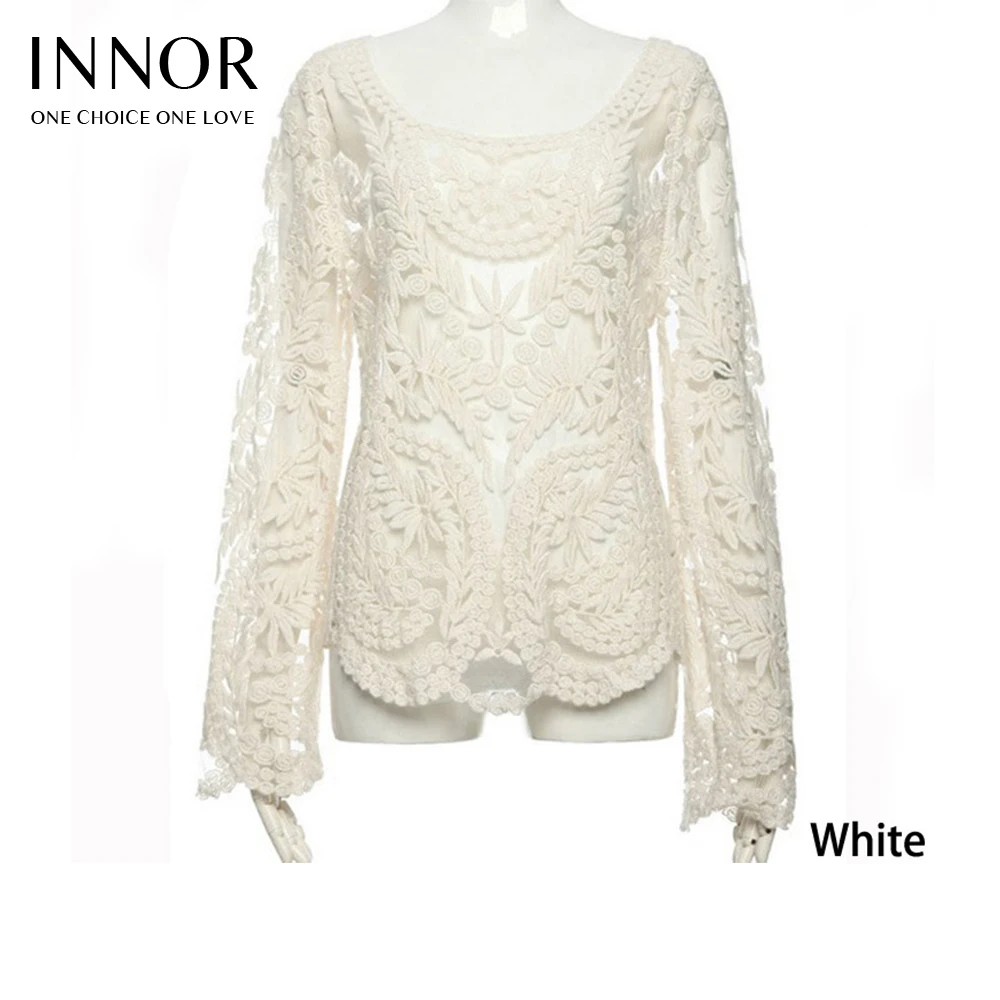Выдалбливают цветочные кружева блузка Для женщин элегантные топы Прохладный