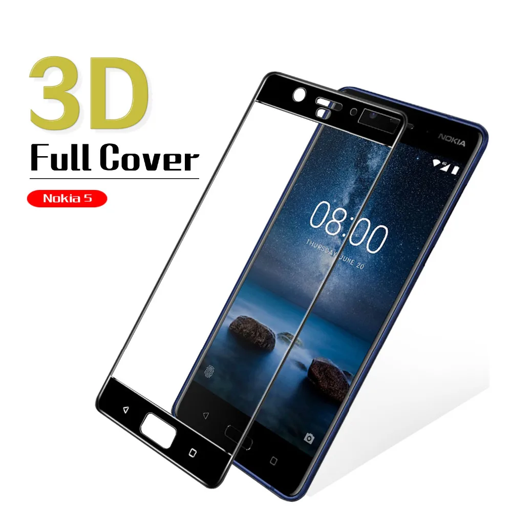 3D изогнутая край Полное покрытие стеклянная пленка для NOKIA 5 TA-1024 TA-1027 TA-1044 TA-1053