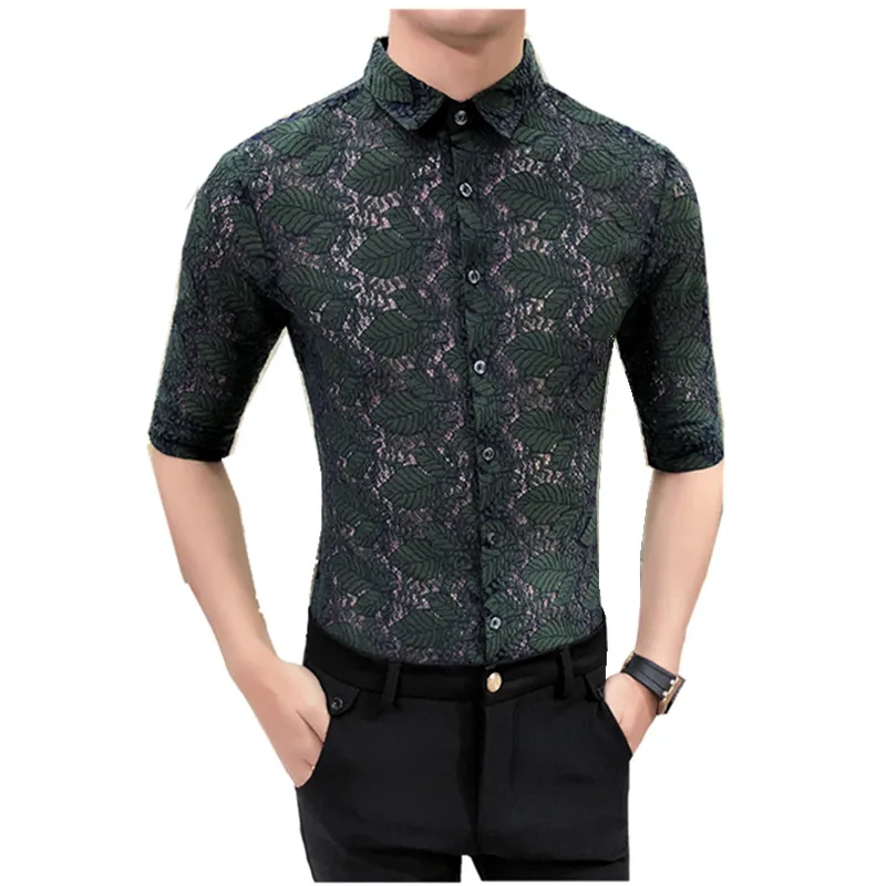 Индивидуальная распашная рубашка мужская мода 2018 лето Slim Fit Мужские рубашки с