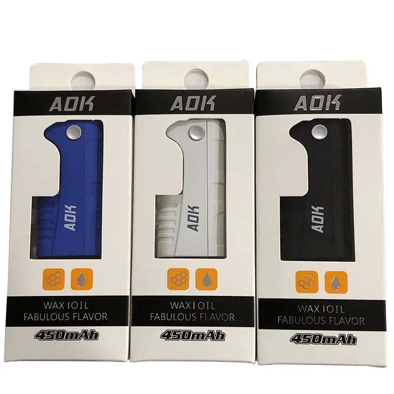 50 шт./лот AOK CBD аккумулятор электронной сигареты 450 мАч Preheat переменное напряжение