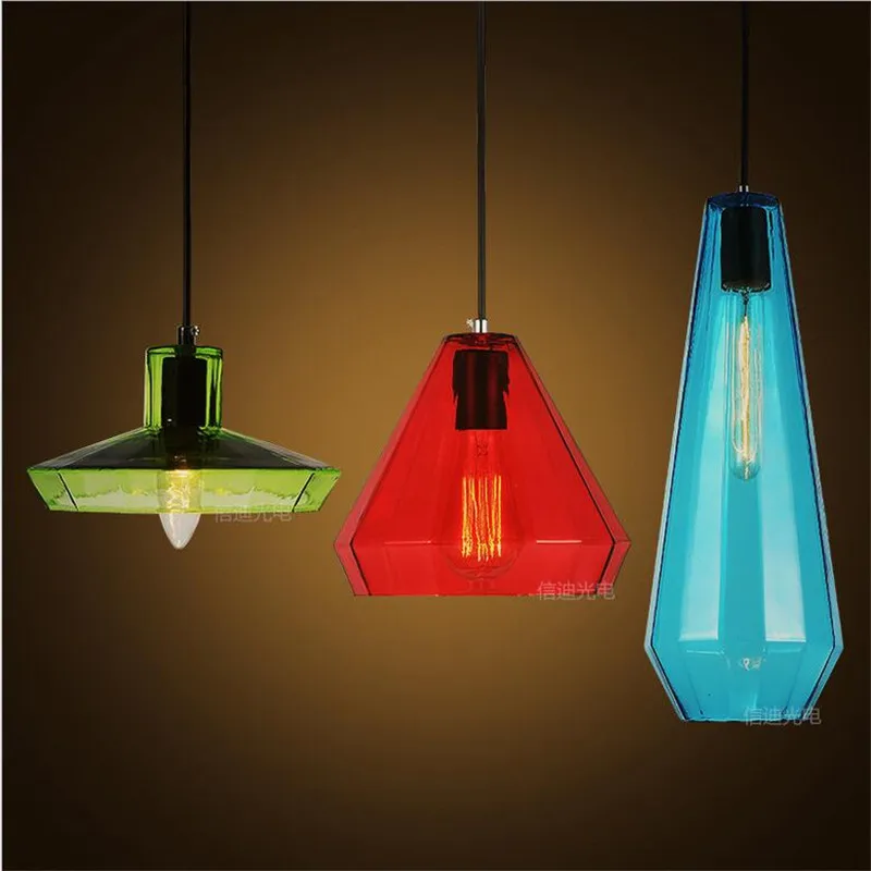 Винтаж конфеты Цвета ручной кристалл Стекло Led e27/e14 подвесной светильник для