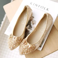 zheng pin jia ren 2021 summer womne pointed toe casual shoes solid with rhinestone comfortable flat shoes shallow pu shoes