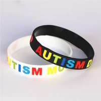 1pc new design love autism dad and mom silicone wristband bracelet 2 colours available black white bangles family gifts sh123