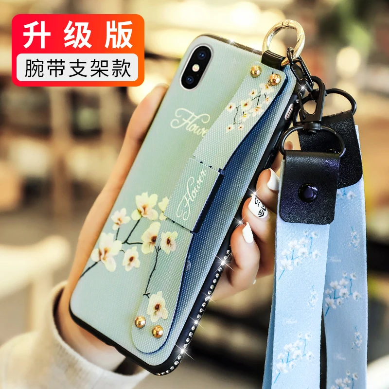 Модный чехол для телефона с разбитыми цветами iPhone Xs Max силиконовый мягкий браслет