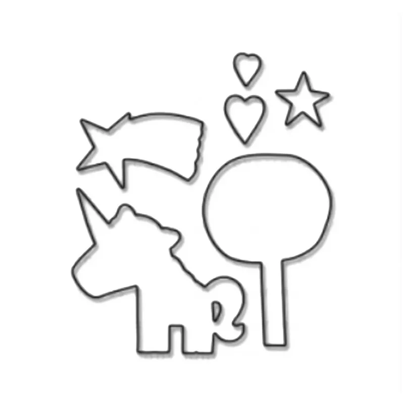 DiyArts 6Pcs New Christmas Dies Unicorn Wishes Metal Cutting Dies for Scrapbooking Craft Die Metal Cutting Dies New