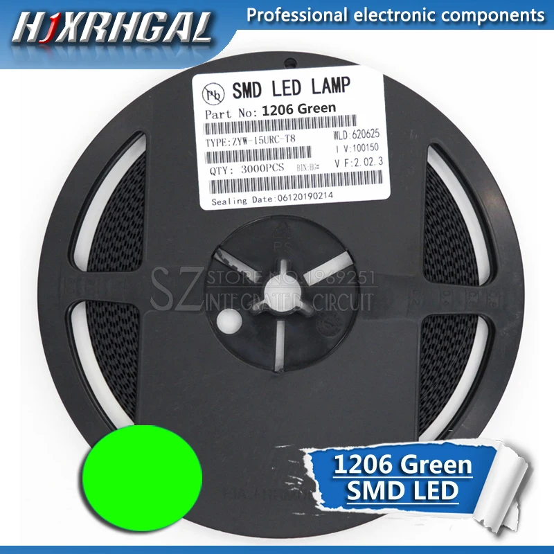 

1 катушка 3000 шт зеленый 1206 SMD LED диоды свет новый и оригинальный hjxrhgal