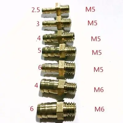 Штуцер для шланга 5 штук I/D 10 мм x M12x1.75 Метрическая наружная резьба латунный