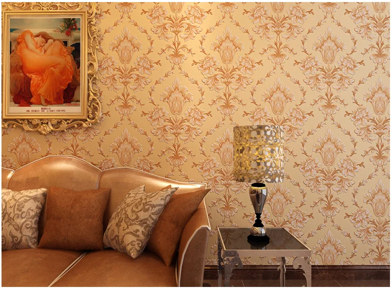 Popular brown/beige/green Damask Wall Paper Vintage Classic French Modern Feature paper Roll Bedroom papel de parede | Обустройство