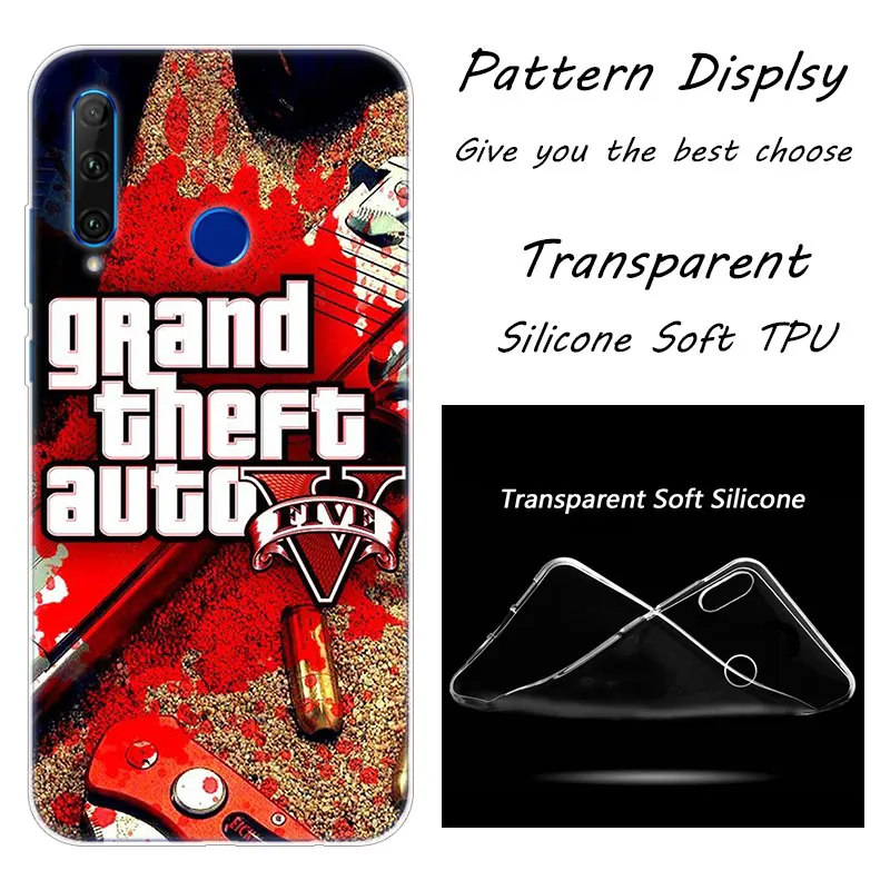 005 Grand Theft Auto GTA 5 Мягкий силиконовый чехол для телефона huawei Honor 20 20i 10 9 8 Lite 8X 8C 8A 8S 7S 7A Pro View 20 Модный чехол - Цвет: 005
