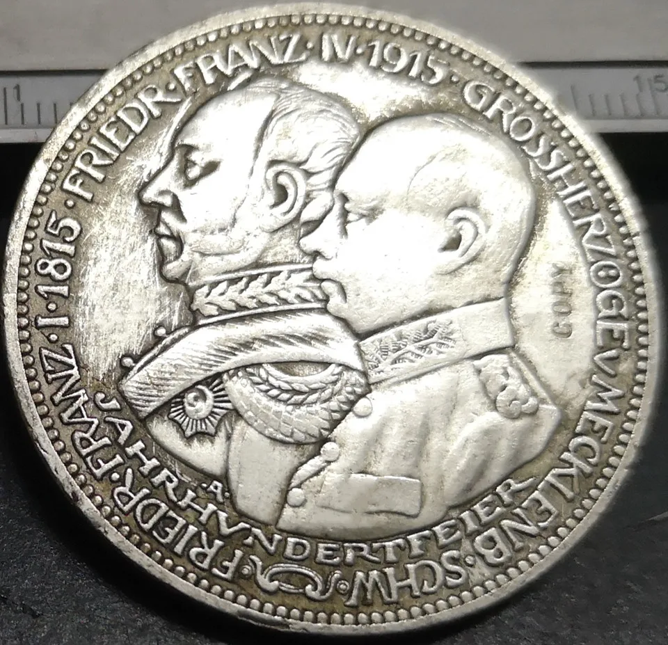 1915 грандиозное герцогство Мекленбург-Шверин 5 Марка Посеребренная копия редкая монета