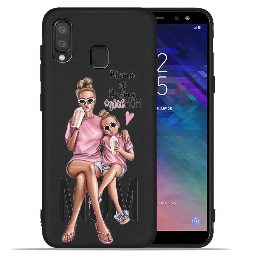 Черный чехол из ТПУ для Samsung Galaxy A7 A92018 Etui Baby Mom Girl A30 40 50 70 A6 A8 Plus 2018 A320|Чехлы-накладки|