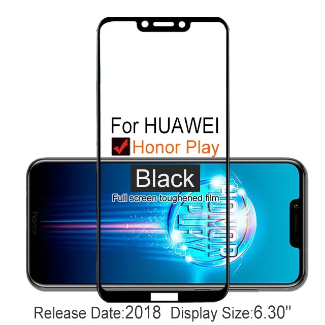 Honor Play Black 2 шт Полное покрытие экрана протектор 9H на Защитное стекло для huawei Honor Play чехол из закаленного стекла для COR L29 пленка - Цвет: Honor Play Black
