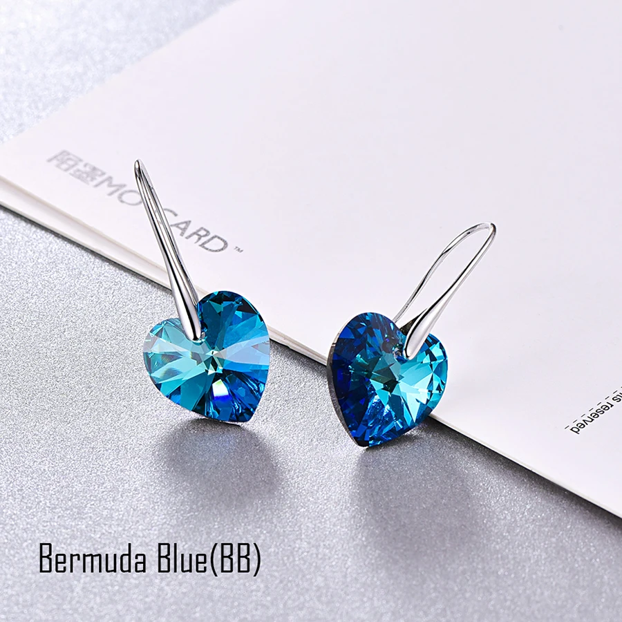 Malanda висячие серьги XILION с кристаллами в виде сердца от Swarovski серебряного цвета, серьги-капли для пирсинга для женщин, ювелирное изделие, подарок для любимой девушки