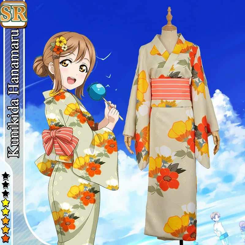 Аниме! Lovelive Aqours Kunikida Hanamaru халат кимоно милое платье лолиты форма косплей костюм