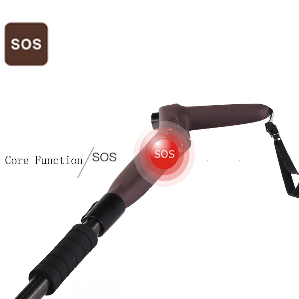 Smart Walking Stick with LED Flashlight FM Radio &amp MP3 Player GSM Calling SOS Emergency Button GPS Tracker Free APP | Безопасность и