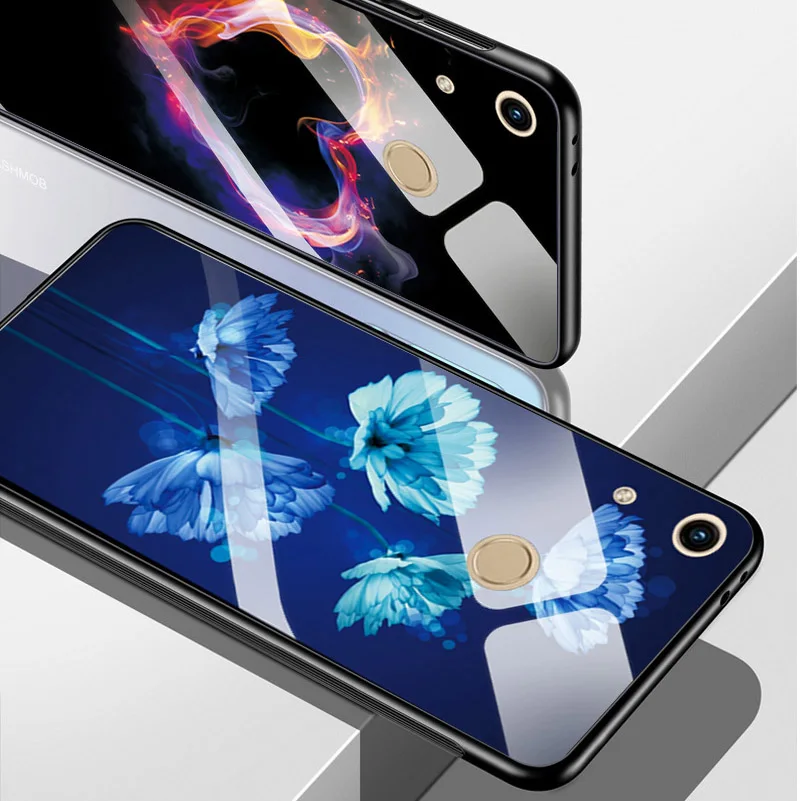 Quality Glass Back Cover For Huawei Honor 8A Soft Case Honor8A Tempered Shell Y6 2019 Pretty Flower Phone Bags |