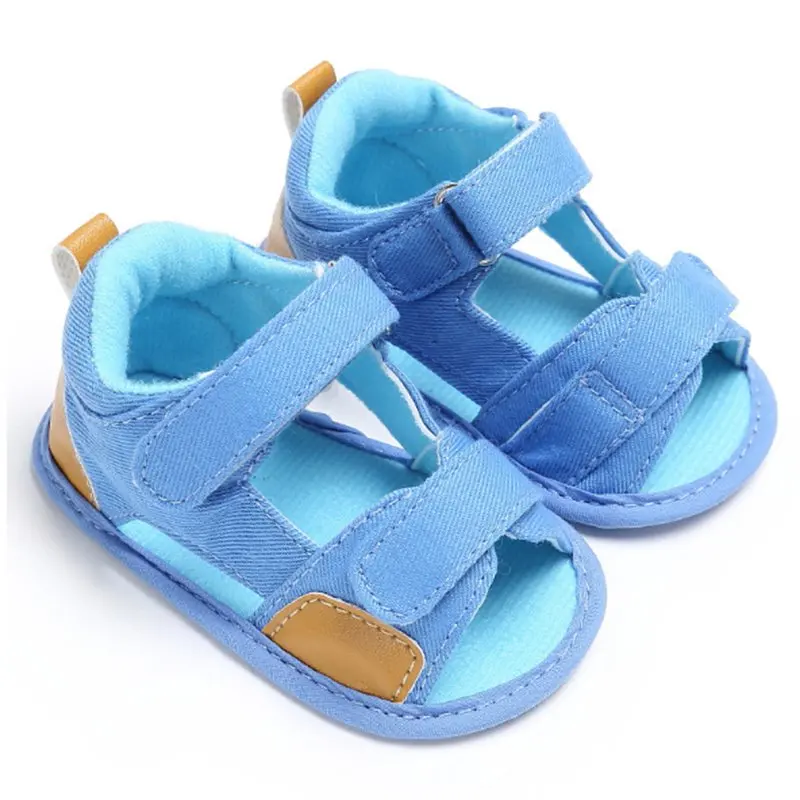 Модные ковбойский синий холст детские сандалии противоскользящие кроссовки