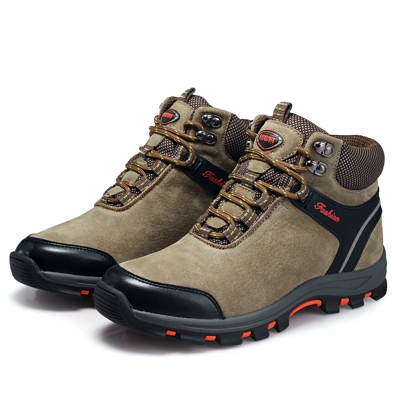 Autumn and winter Men Boots Warm Snow Suede leather outdoor Work boots Footwear Fashion Rubber Ankle | Обувь