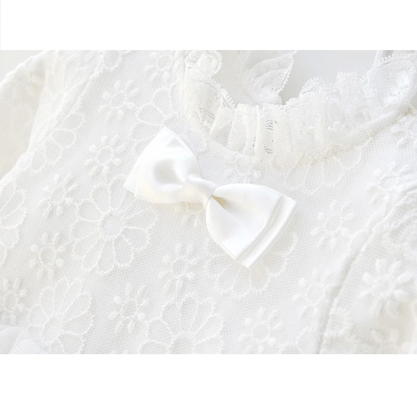 Белый комбинезон для маленьких девочек платье милый Кружевной Костюм принцессы