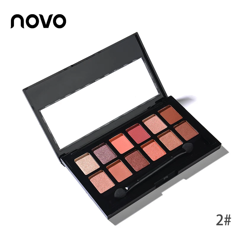 NOVO fashion 12 цветов матовые тени для век Металлические пигмент телесный Корейская