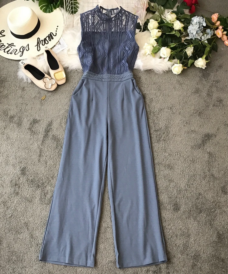 Женские комбинезоны в европейском стиле ALPHALMODA Ажурные кружевные без рукавов с