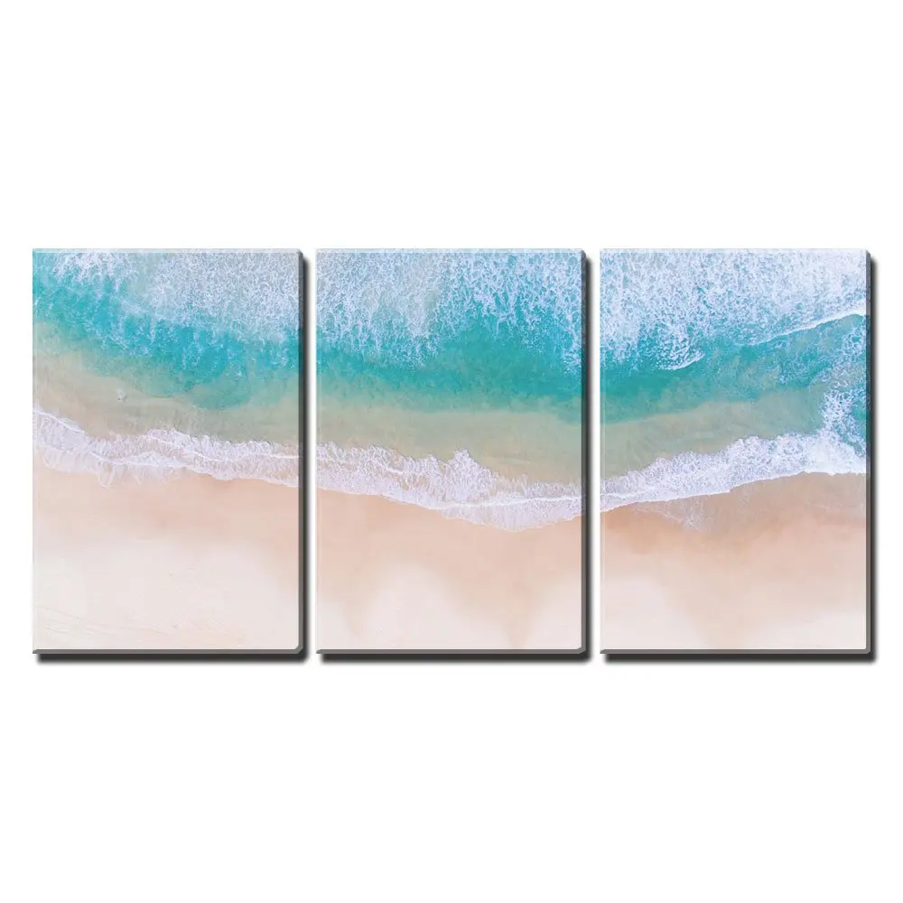 Панно из 3 частей книги по искусству тропический пляж с белым песком и ясно волны