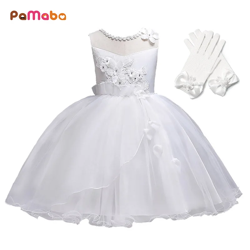 PaMaBa 3Pcs Flower Girls Clothes Wedding Party Dresses 3-14T Formal Clothing Kids Christmas New Year Costume Robe Gown Vestidos | Детская