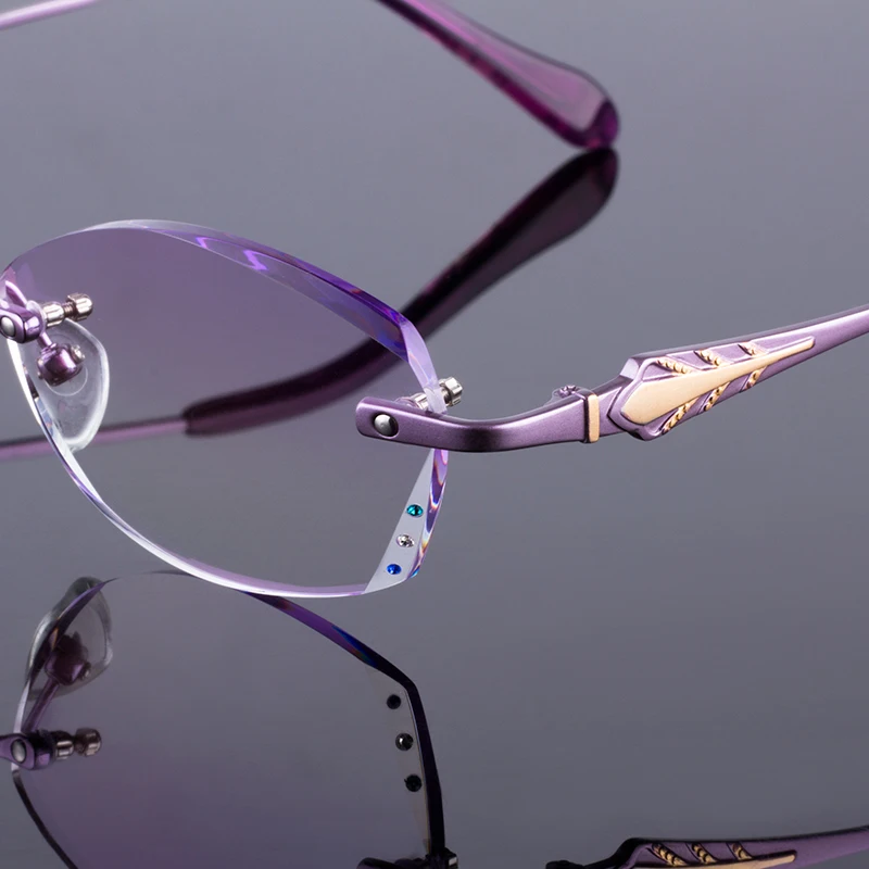 Гламурная фиолетовая Женская оправа без оправы из титанового сплава оптическая