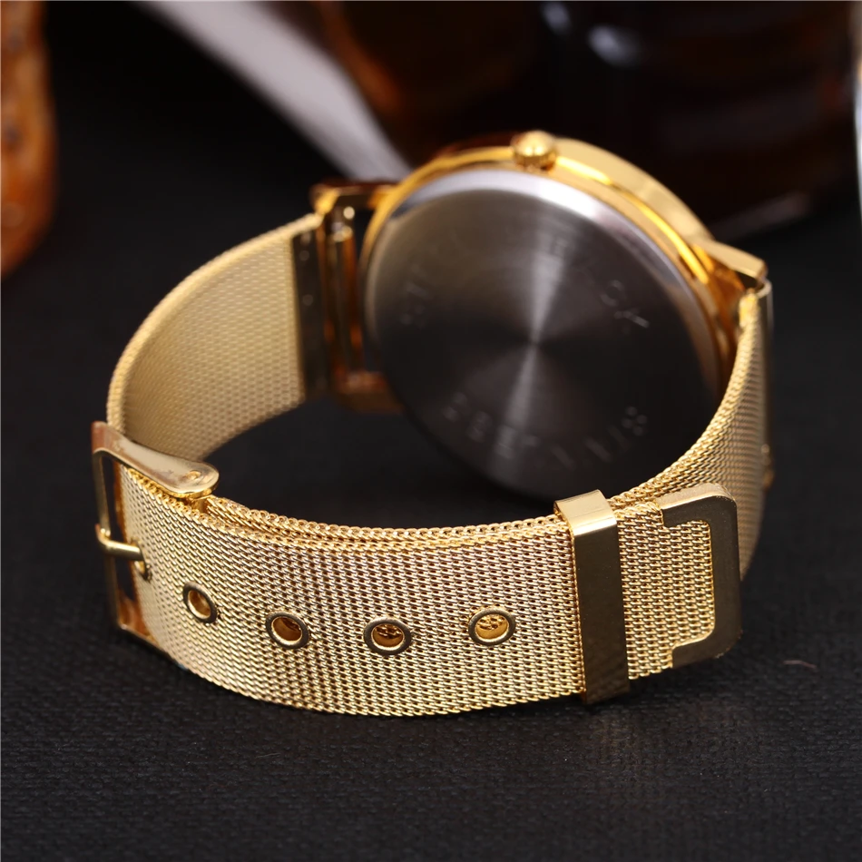 Топ Роскошные Брендовые мужские часы из нержавеющей стали золотой сетки Группа