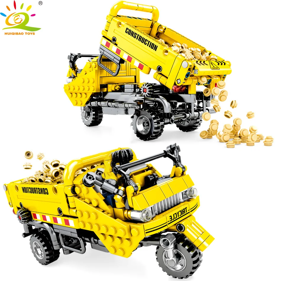 HUIQIBAO 491 шт. трицикл самосвал строительный блок инженерно город строительные