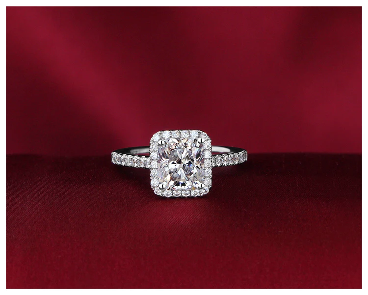 2.35Ct квадратная огранка, синтетические бриллианты, кольцо для нее, подлинный 925 пробы, серебряное кольцо, белое золото, цвет ревнивого обещания, ювелирные изделия