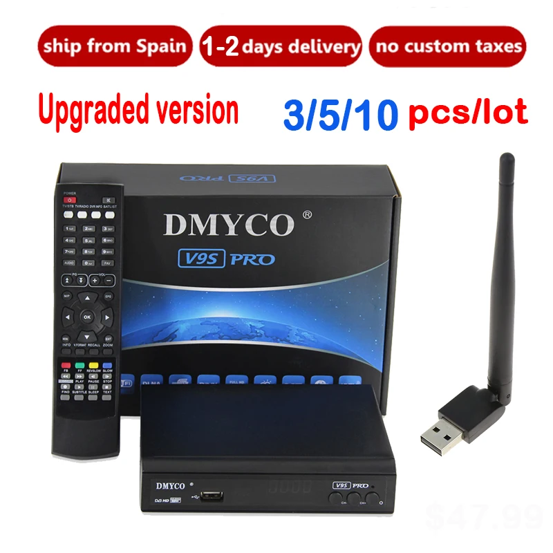 [Подлинный] 10 шт. V9S PRO и USB Wifi DVB S2 спутниковый ТВ приемник Поддержка PowerVu Biss ключ код