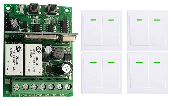 Individual learning code DC9V 12V 24V 10A 2CH digital Remote Control Switch Receiver Wall Transmitter Wireless Power | Обустройство
