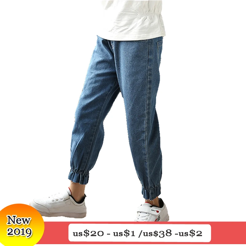 Штаны для девочек новинка 2019 года весенние прямые джинсы маленьких 5 6 8 10 12 лет