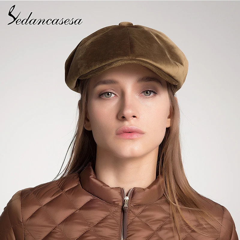 Sedancasesa новая мода сплошной цвет Козырьки Шляпы Осень зима береты берет в стиле