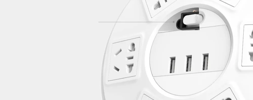 Xiaomi TP Lightning защитная лента питания 6 портов с 3 USB 2500 Вт 10А 2.1A USB защита от перенапряжения зарядное устройство длина 1,8 м
