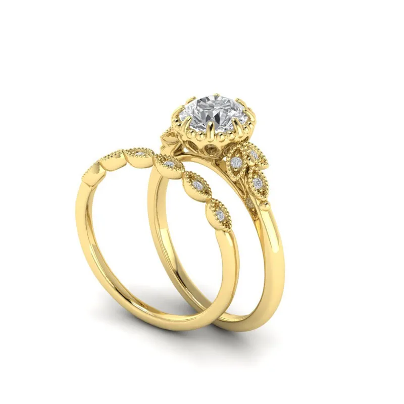 Мода Для женщин s розовое золото Promise Ring кубический цирконий Двойные Кольца Пара