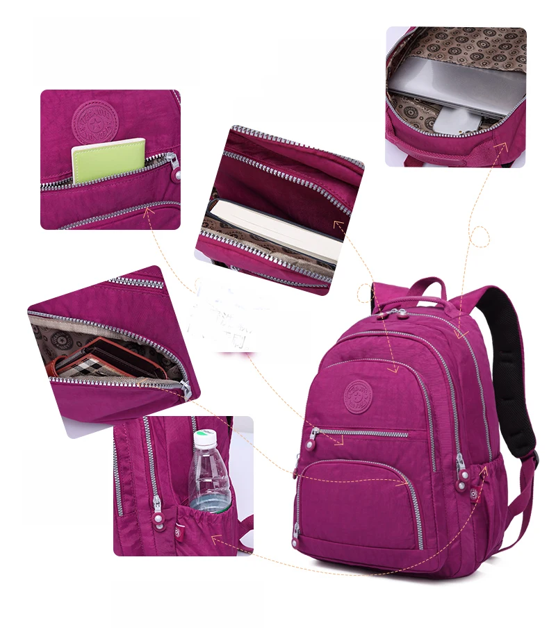 Школьный рюкзак для девочек-подростков Mochila Feminina, женские рюкзаки, нейлоновый водонепроницаемый повседневный рюкзак для ноутбука, женский рюкзак
