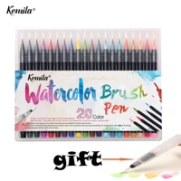 kemila 20 color watercolor markers pen painting soft brush pen set effect best for coloring books manga comic calligraphy
