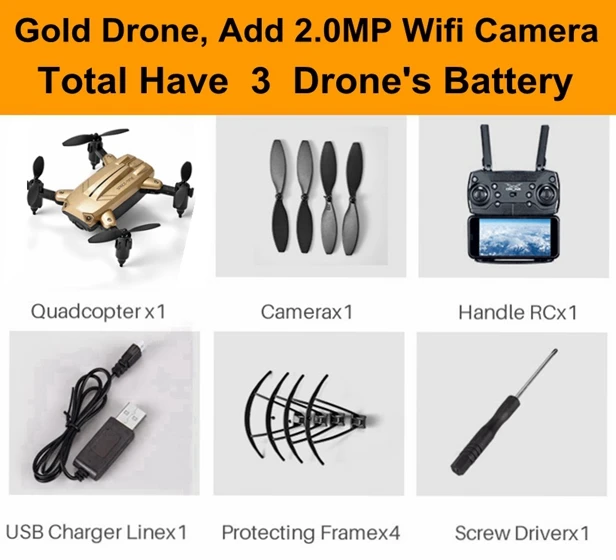 Gold 301 2.0mp 3B Мини складной селфи RC радиоуправляемые дроны самолет MJD KY301 с WiFi HD камера VS syma x5c x5sw x8w x8 pro x5hw s20w s30w Дрон - Цвет: Gold 301 2.0mp 3B