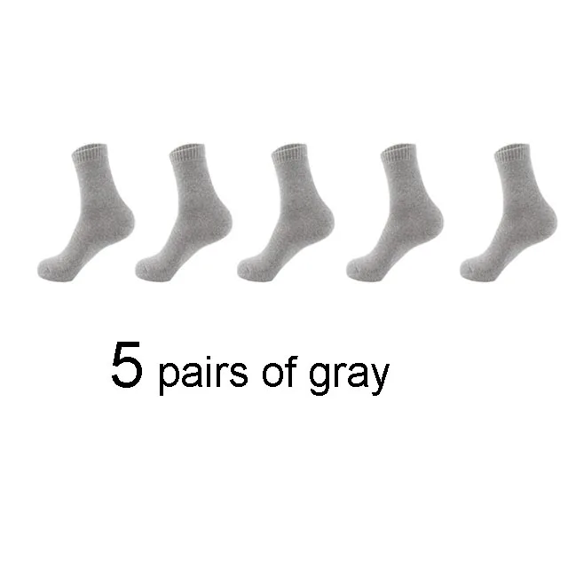 5 pairs gray Autumn Winter Men's Warm Wool Socks Cotton Harajuku High Quality Black gray Casual Tube Men Dress Socks for men gift 5Pair - Цвет: 5 pairs gray