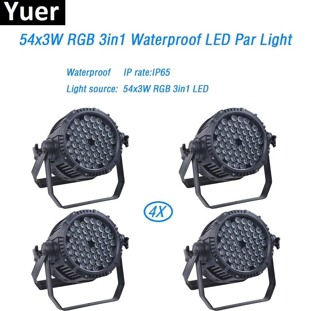 4 шт./лот из литого алюминия 54x3 Вт Водонепроницаемый LED Par Light RGB 3IN1