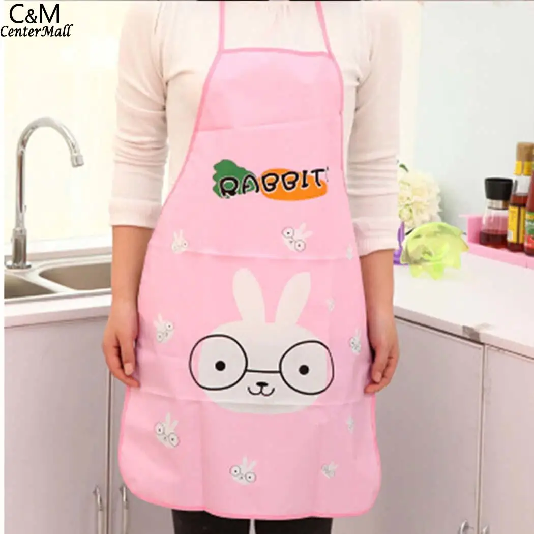 Adjustable Oil Proof Waterproof Sleeveless Half Pron Man Woman Cartoon Cute Rabbit Pattern Cleaning Kitchen Supplies Helpers | Дом и сад